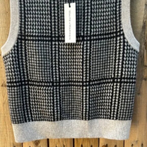 White + Warren Houndstooth Sweater in Black and Beige NWT - Picture 3 of 6